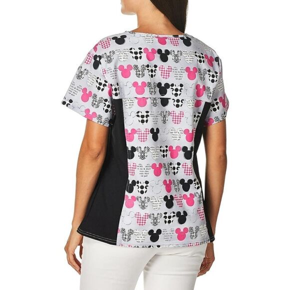 Disney Mickey V-neck knit panel medical scrubs shirts S - Picture 2 of 10